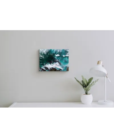 Fale uderzające o skały - Obraz na płótnie