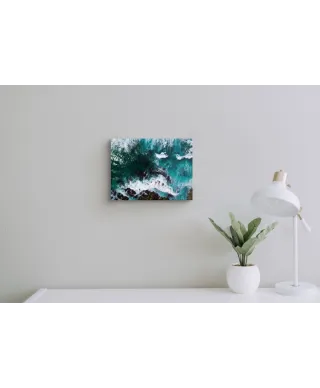 Fale uderzające o skały - Obraz na płótnie