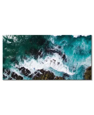 Fale uderzające o skały - obraz na płótnie