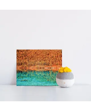 Jesienne drzewa nad jeziorem - obraz na płótnie