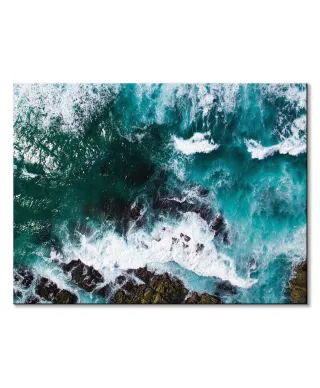 Fale uderzające o skały - obraz na płótnie