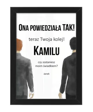 Plakat A4 Prośba o świadkowanie, zostanie świadkiem w czarnej ramce