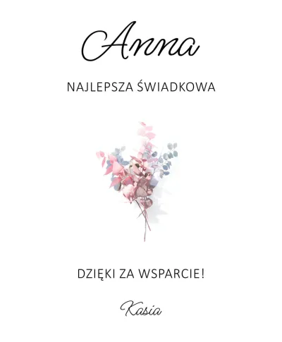 Plakat A4 Podziękowanie dla Świadkowej w czarnej ramce