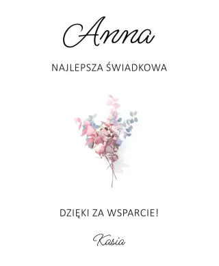 Plakat A4 Podziękowanie dla Świadkowej w czarnej ramce