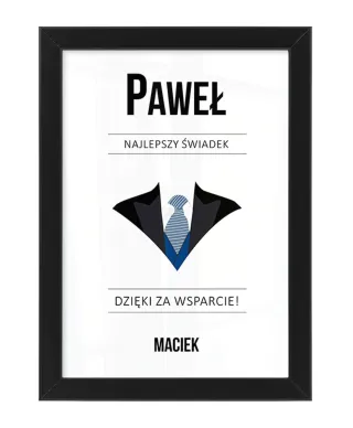 Plakat A4 Podziękowanie dla Świadka w czarnej ramce