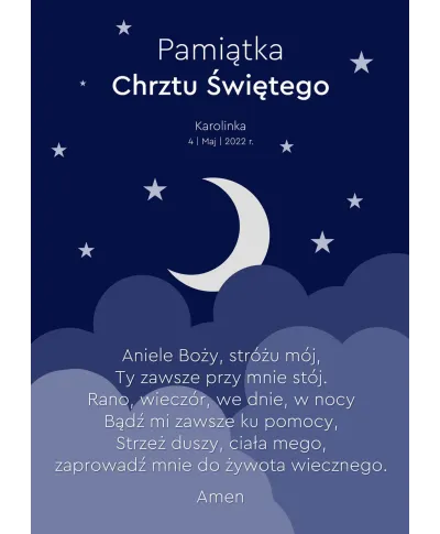 Plakat A4 Prezent na chrzciny, pamiątka chrztu w czarnej ramce