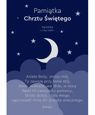 Plakat A4 Prezent na chrzciny, pamiątka chrztu w czarnej ramce