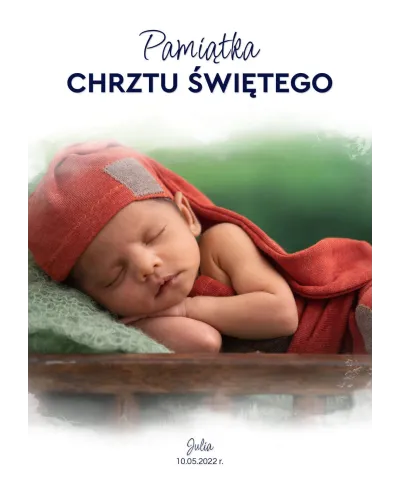Plakat A4 ze zdjęciem Pamiątka Chrztu Świętego w czarnej ramce