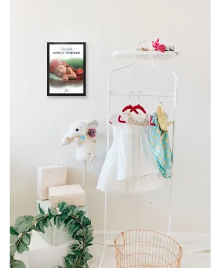 Plakat A4 ze zdjęciem Pamiątka Chrztu Świętego w czarnej ramce