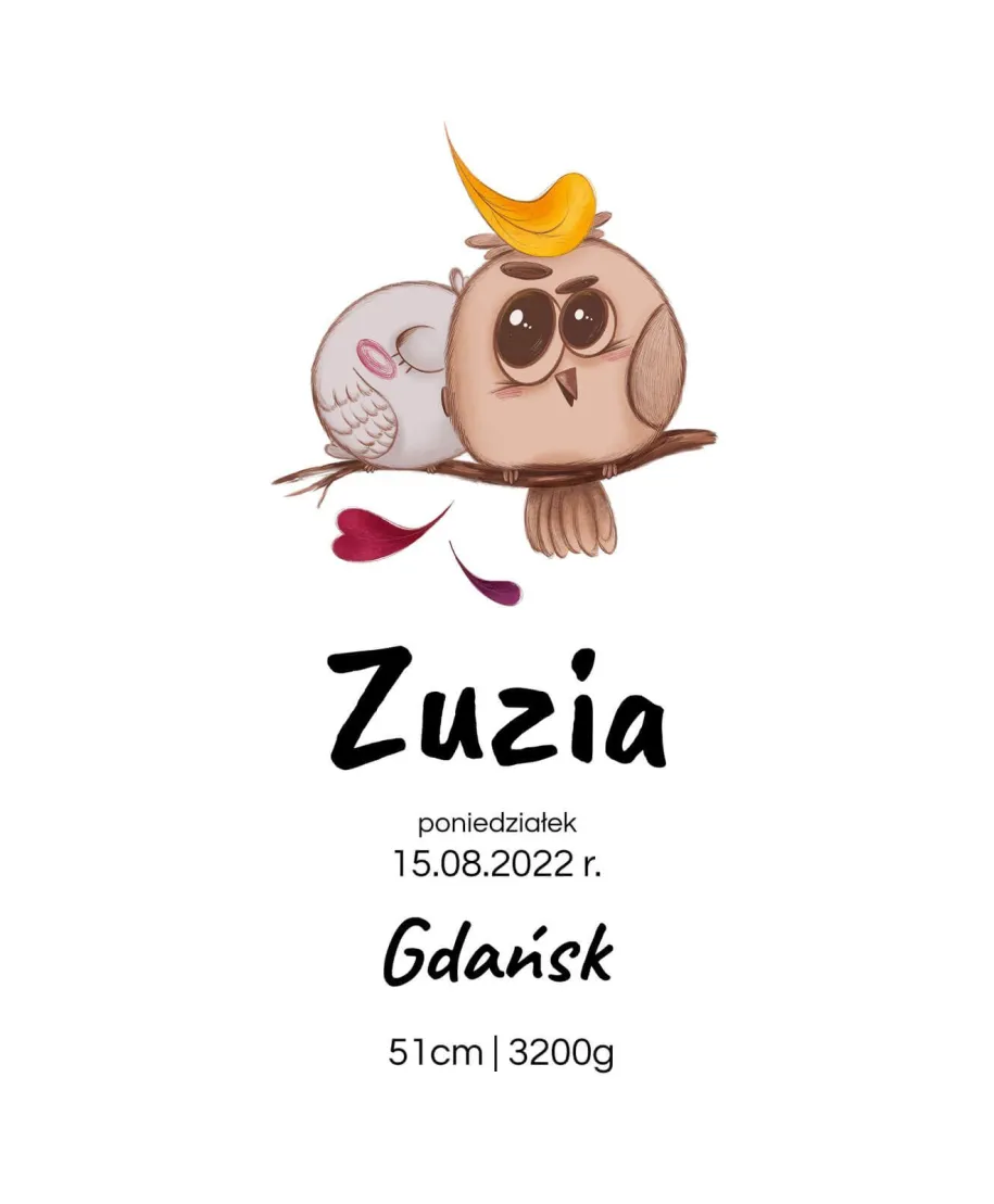 Plakat A4 Metryczka dla dziewczynki