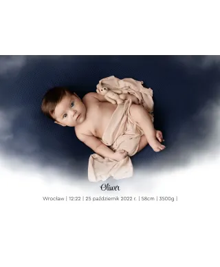 Plakat A4 ze zdjęciami Metryczka dla chłopca w czarnej ramce