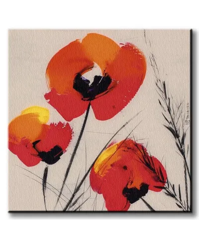 Three Poppies - Grey - Obraz na płótnie