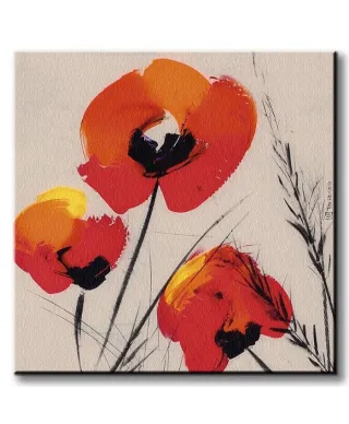 Three Poppies - Grey - Obraz na płótnie