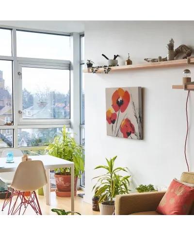 Three Poppies - Grey - Obraz na płótnie