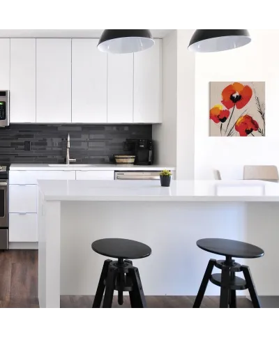 Three Poppies - Grey - Obraz na płótnie