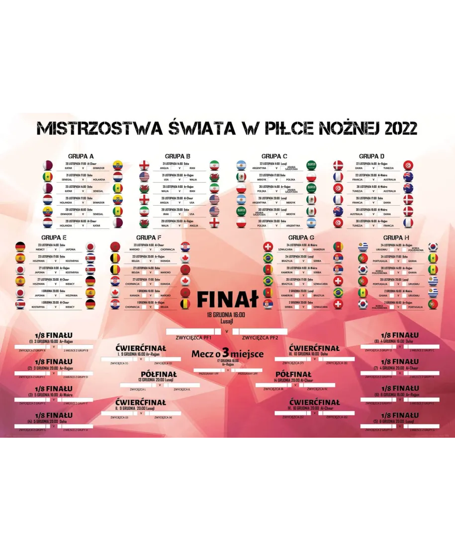 Mistrzostwa Świata 2022 Terminarz Rozgrywek - plakat