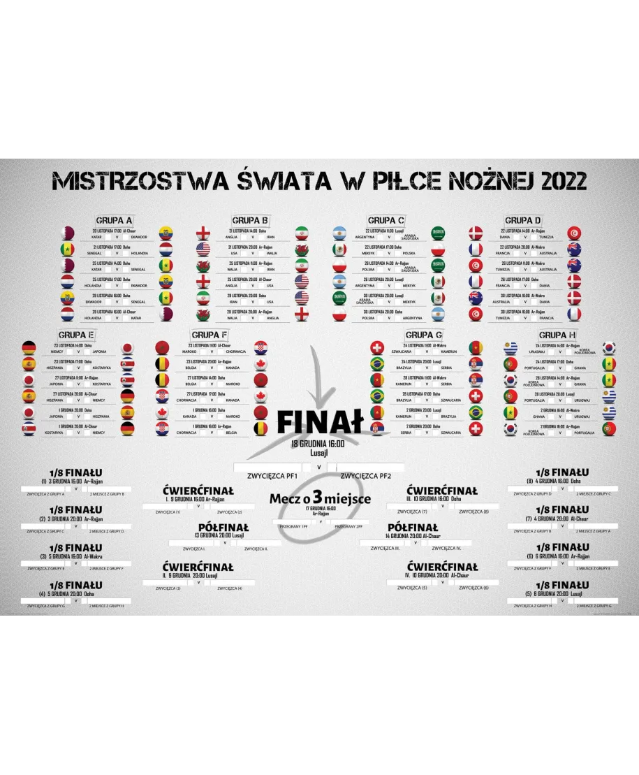 Terminarz rozgrywek Mistrzostw Świata 2022 - plakat