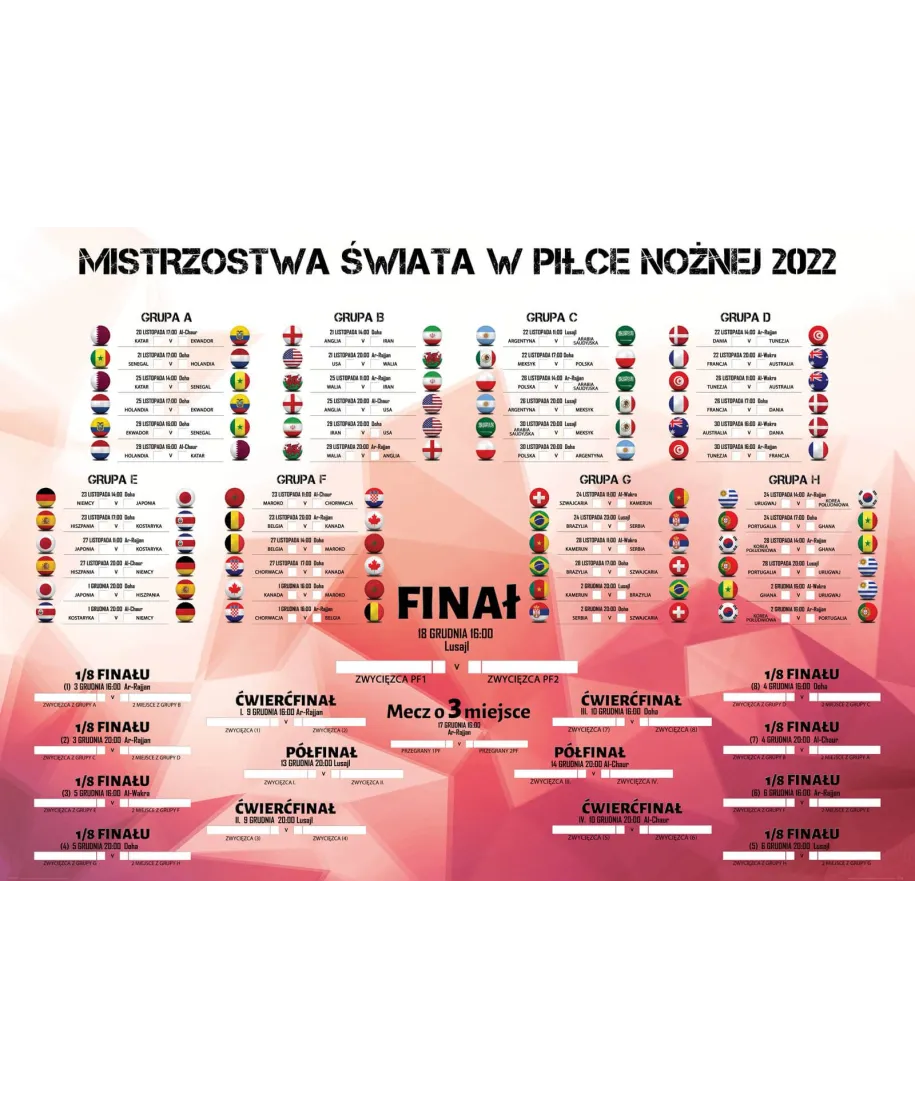 Tabela rozgrywek Mistrzostw Świata 2022 - plakat