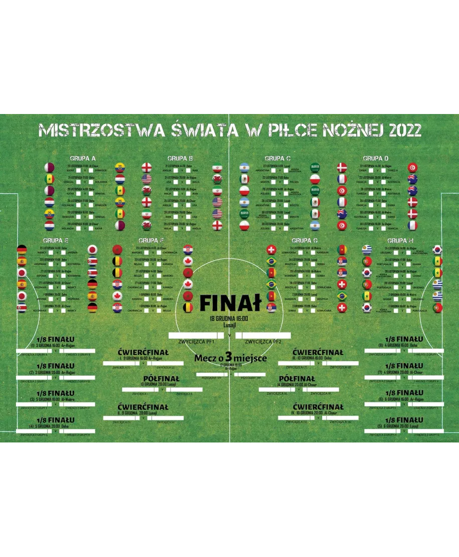 Mistrzostwa Świata Katar 2022 Tabela Rozgrywek - plakat