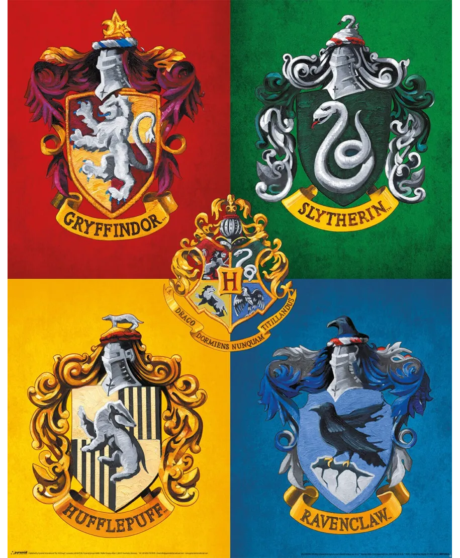 Harry Potter Colourful Crests - plakat