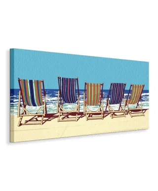 Five Deckchairs - Obraz na płótnie