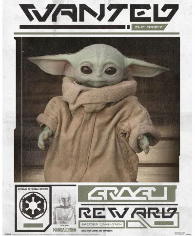 Star Wars The Mandalorian Grogu Wanted - plakat