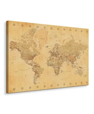 World Map - Vintage Style - Obraz na płótnie