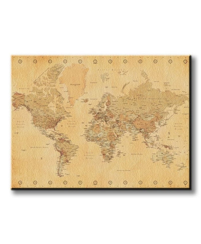 World Map - Vintage Style - Obraz na płótnie