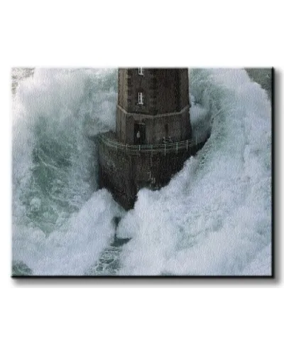 Obraz na płótnie - Latarnia Morksa - Phares Dans La Tempte, La Jument - 40x50 cm