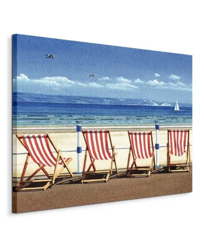 Four Red Deckchairs - Obraz na płótnie