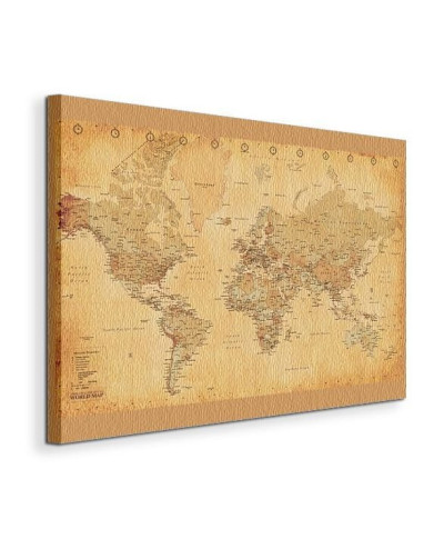 Obraz na płótnie - Mapa Świata - World Map - (Vintage Style) - 90x120 cm