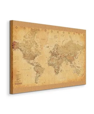 Obraz na płótnie - Mapa Świata - World Map - (Vintage Style) - 90x120 cm