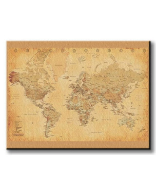 Obraz na płótnie - Mapa Świata - World Map - (Vintage Style) - 90x120 cm