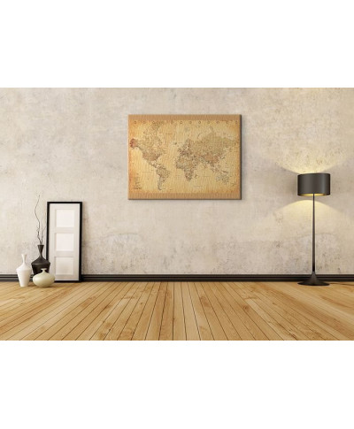 Obraz na płótnie - Mapa Świata - World Map - (Vintage Style) - 90x120 cm