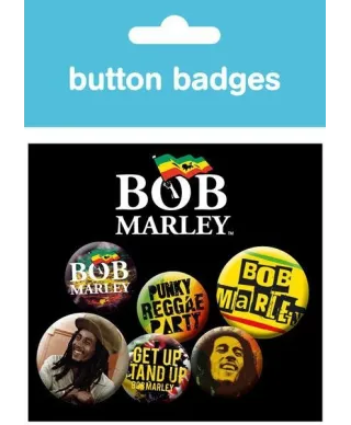 Bob Marley One Love - zestaw 6 przypinek