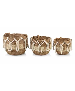 BALI KOMPLET 3 KOSZY L 33xh27cm, M 29Xh24cm, S24xh21cm