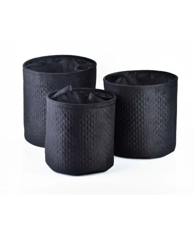 SARA BLACK KOMPLET 3 KOSZY L38xh38cm, M34xh34cm, S30xh30cm