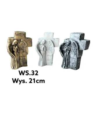 Figura krzyż z aniołem 8x14x22cm        złoty