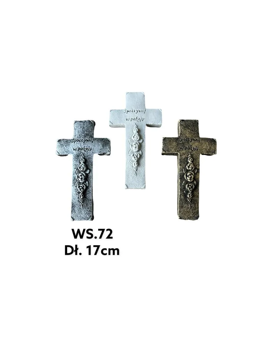 Figura krzyż spoczywaj w pokoju         9x16,5x2cm srebrny