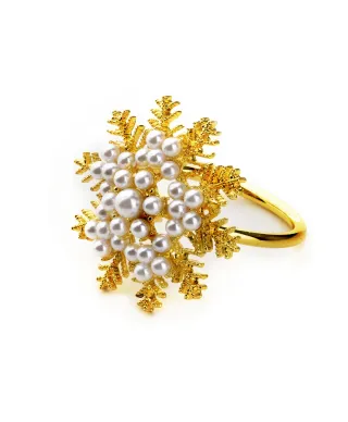 ADRIANNE Serwetnik złota śnieżynka 4.5cmx4cmxh5cm