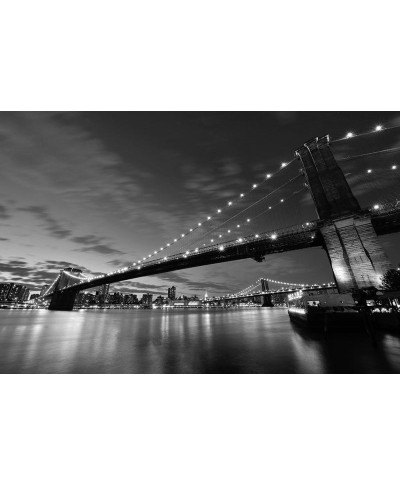 Fototapeta na ścianę - Most Brooklyn Bridge nocą BW - 175x115cm