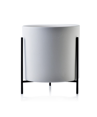 NEVA Doniczka 12xh14,5cm                biała metalowy stojak