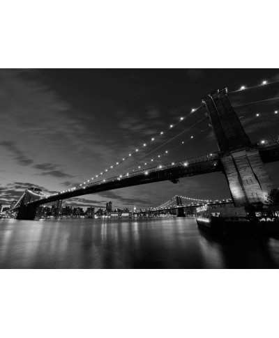 Fototapeta na ścianę - Most Brooklyn Bridge - Nocą BW - 320x230cm