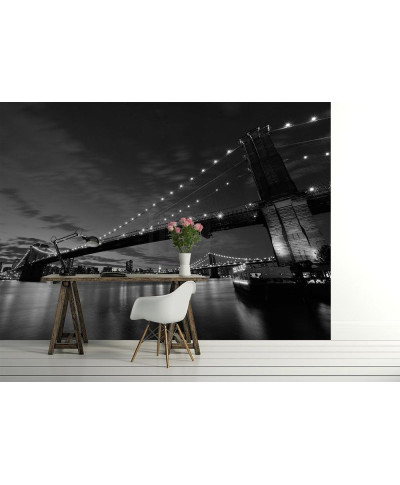 Fototapeta na ścianę - Most Brooklyn Bridge - Nocą BW - 320x230cm