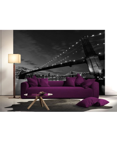 Fototapeta na ścianę - Most Brooklyn Bridge - Nocą BW - 320x230cm