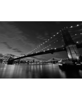 Fototapeta do salonu - Brooklyn Bridge nocą BW - 366x254 cm