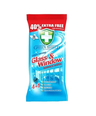 GREEN chusteczki do szyb 70szt SHIELD GLASS&WINDOW WIPES