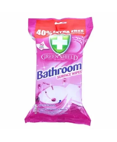 GREEN Chusteczki do usuwania brudu i zaniczyszczeń 70szt SHIELD BATHROOM WIPES