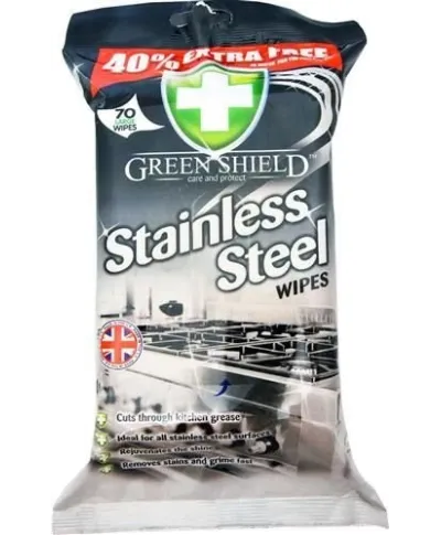 GREEN Chusteczki do czyszczenia stali nierdzewnej 70szt SHIELD STAINLESS STEEL WIPES