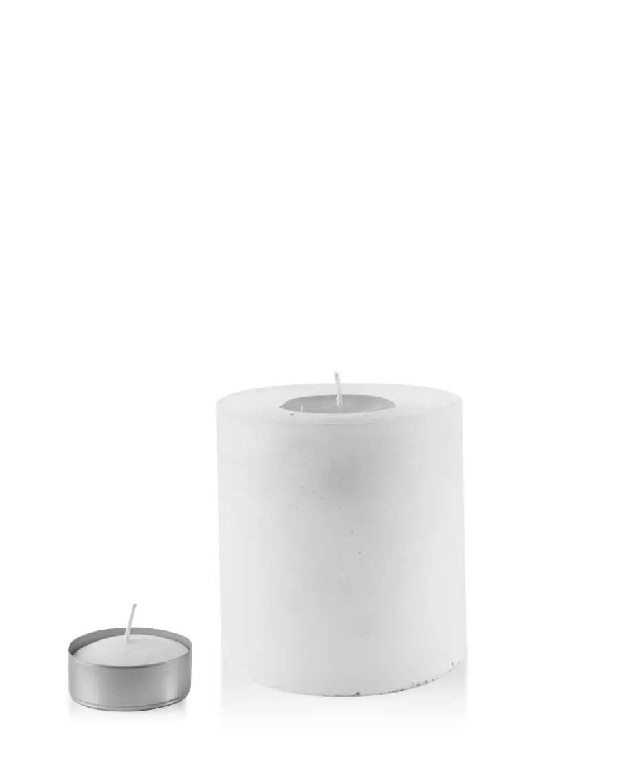 ŚWIECA LAMPION WALEC 120X120 RUSTIC biała